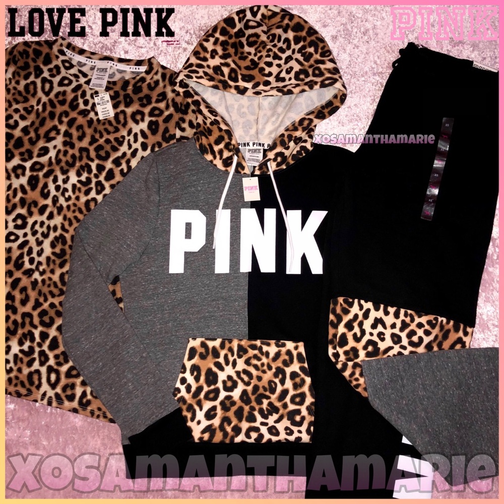VS PINK Leopard Colorblock Set